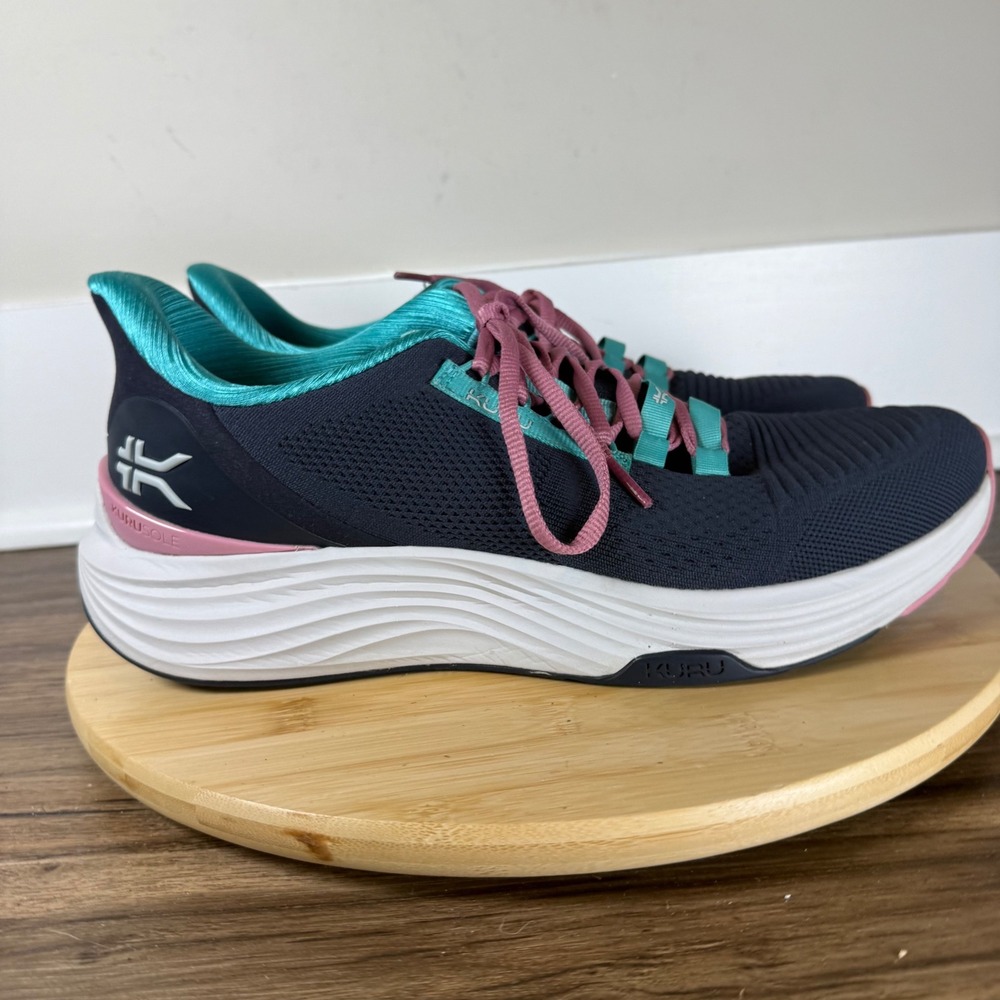 Kuru Flux Sneakers Womens 12 Navy Teal Pink Supportive Walking Shoes Orthopedic